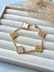 Pulsera Van Cleef Alhambra vintage 5 Tréboles Rosa y Dorado