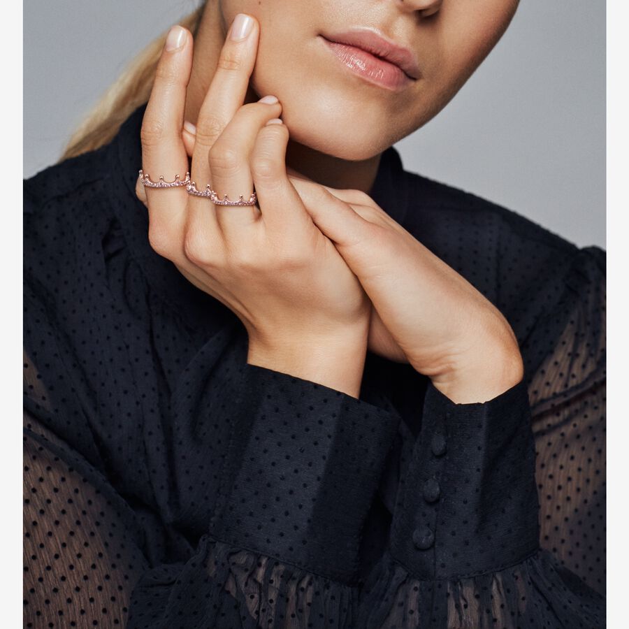 Anillo Corona Brillante Rosa