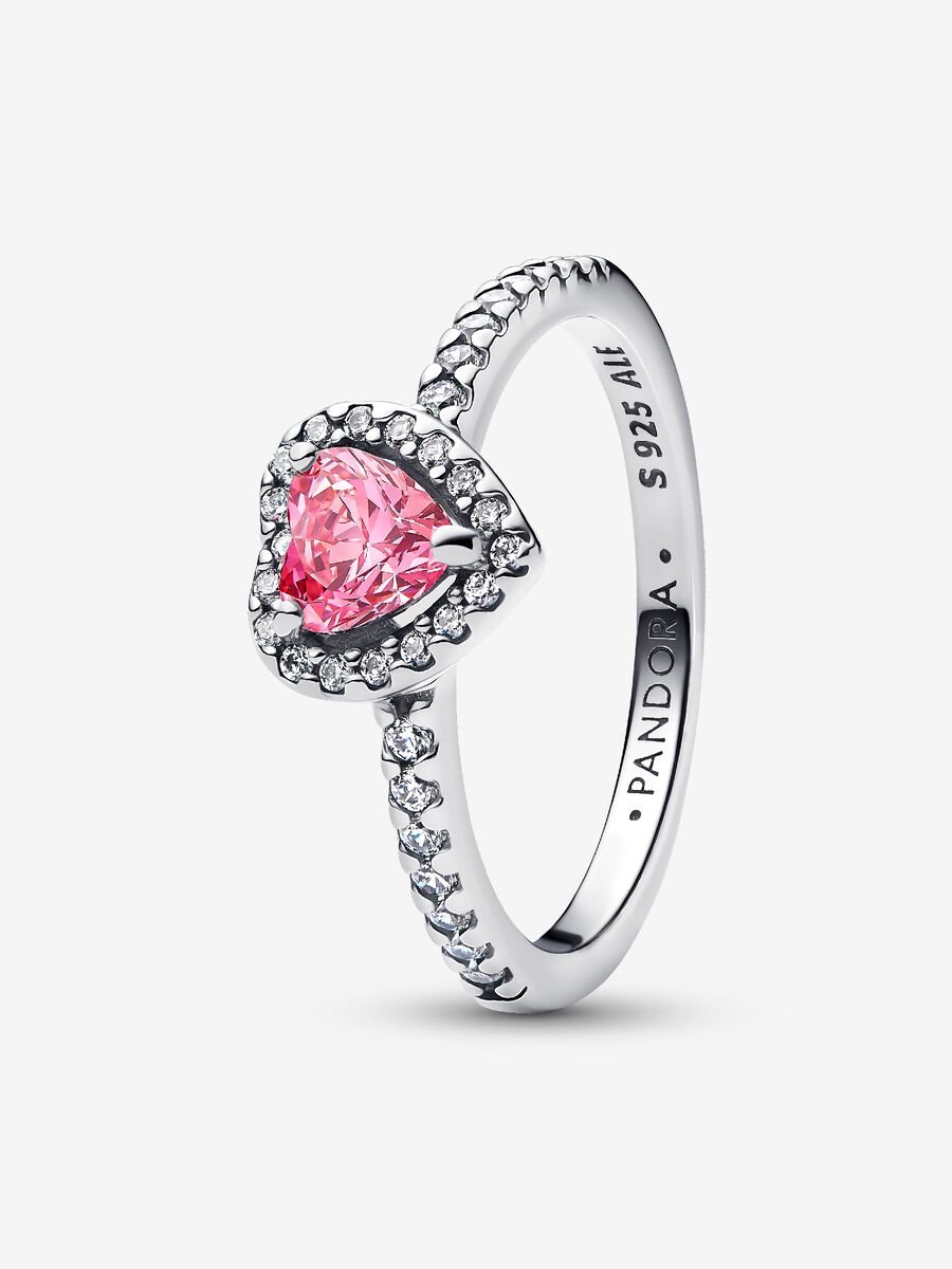 Anillo Corazón Rosado Plateado