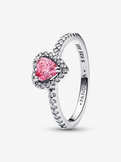 Anillo Corazón Rosado Plateado