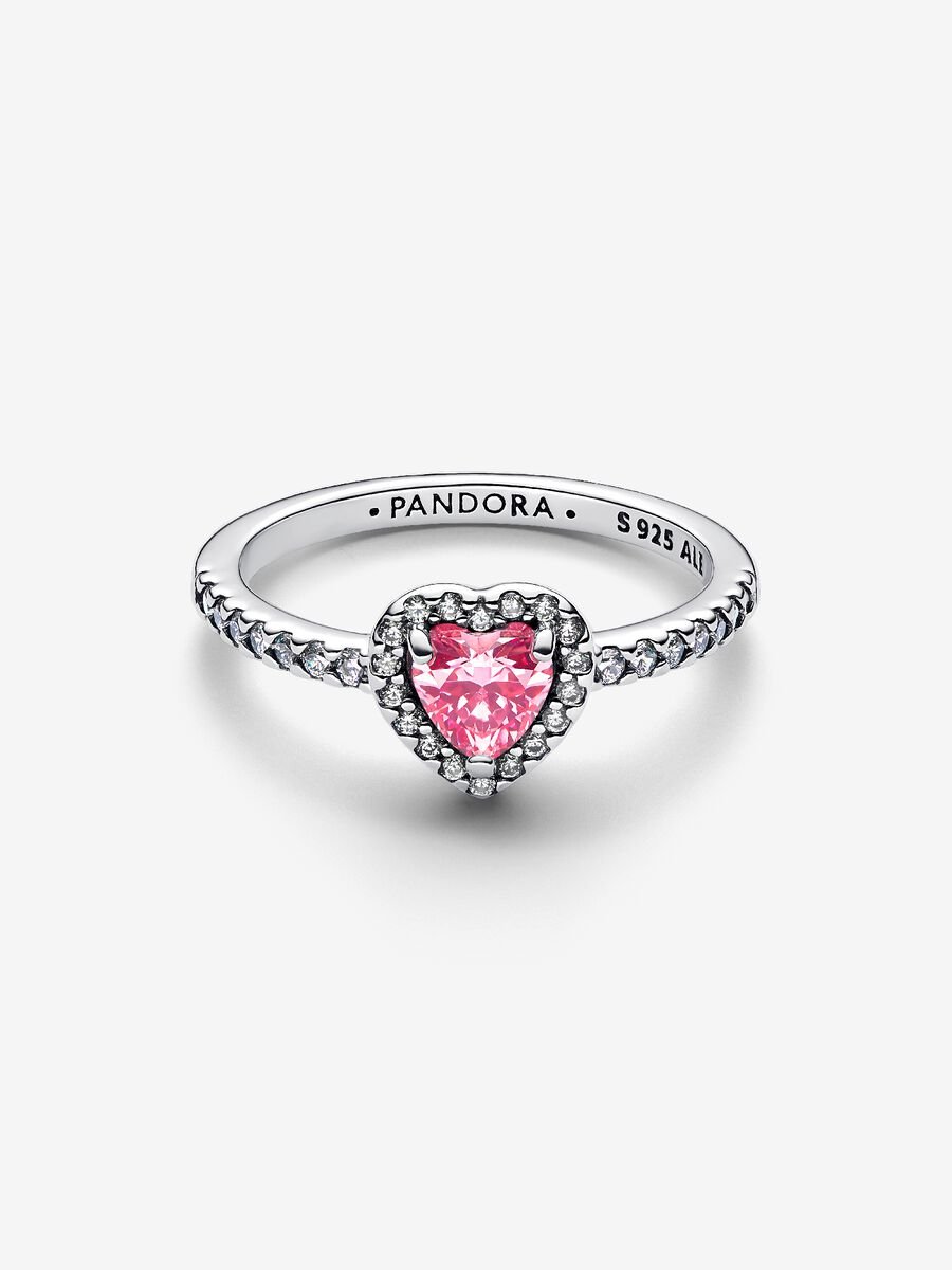 Anillo Corazón Rosado Plateado