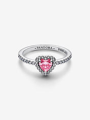 Anillo Corazón Rosado Plateado