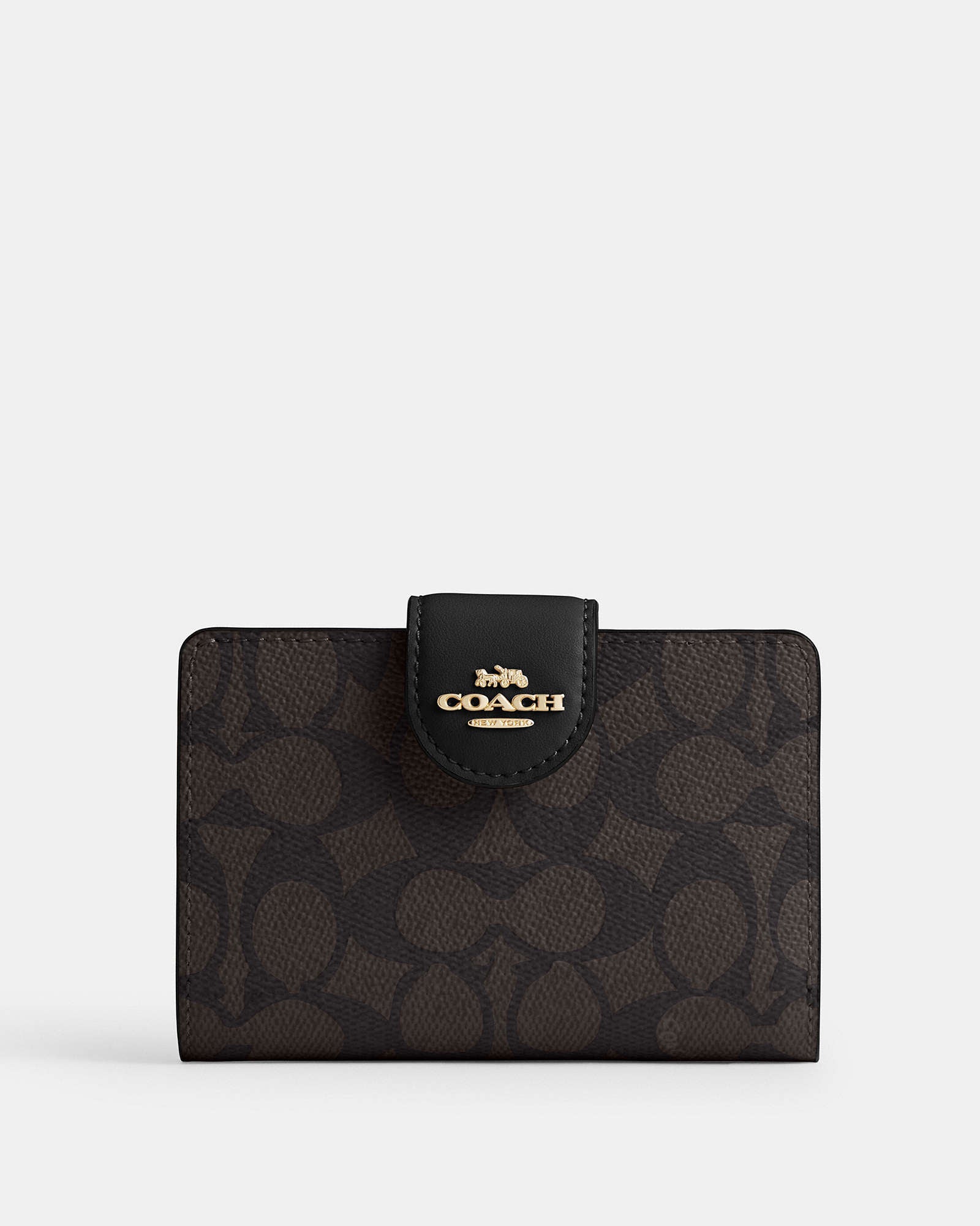 Coach Mila Small Flap Wallet – Signature Canvas Negra