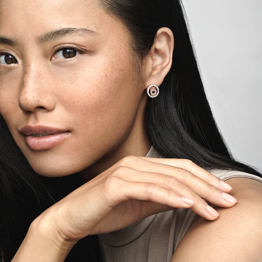 Pendientes de Botón Pandora Signature Logo Circulos