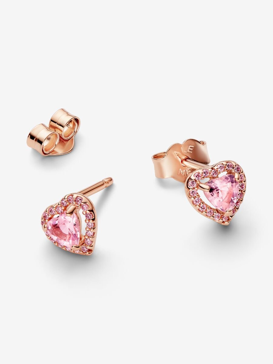 Pendientes Oro Rosa Piedra Brillante Rosa