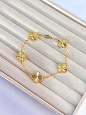 Pulsera Van Cleef Alhambra Vintage 5 Tréboles Dorado