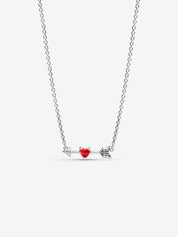 Collar Flecha y Corazón Rojo Cristal de Murano Plata de primera ley