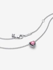 Collar Corazón Rosa Halo Brillante