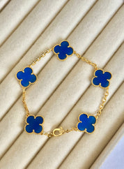 Pulsera Van Cleff 5 tréboles Azul Alhambra Vintage