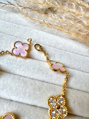 Pulsera Van Cleef Alhambra vintage 5 Tréboles Rosa y Dorado