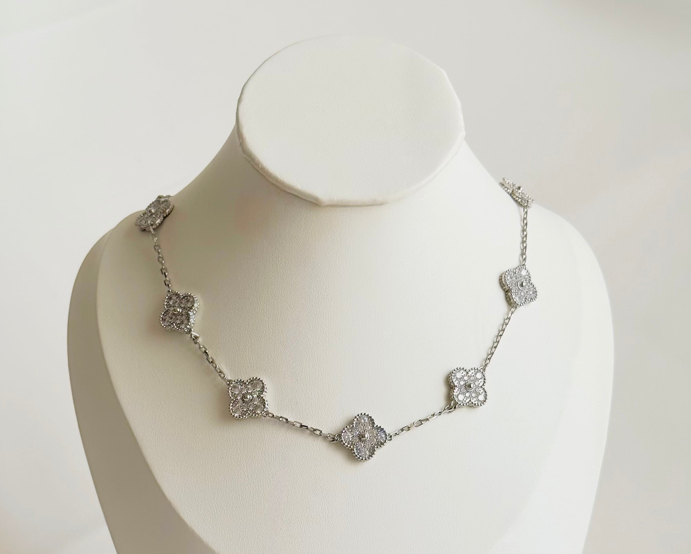 Collar Alhambra vintage 10 Tréboles Plateados en Plata S750