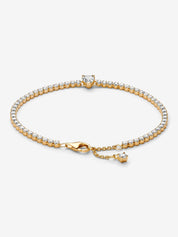 Pulsera Tenis Corazón Brillante Dorado