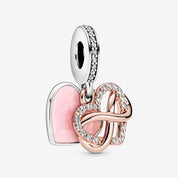 Charm Colgante Corazón Infinito Brillante Rose Gold