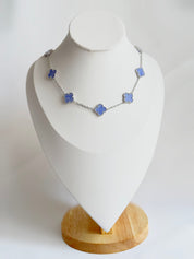 Collar Alhambra vintage 10 Tréboles Azul Cielo de Plata S750