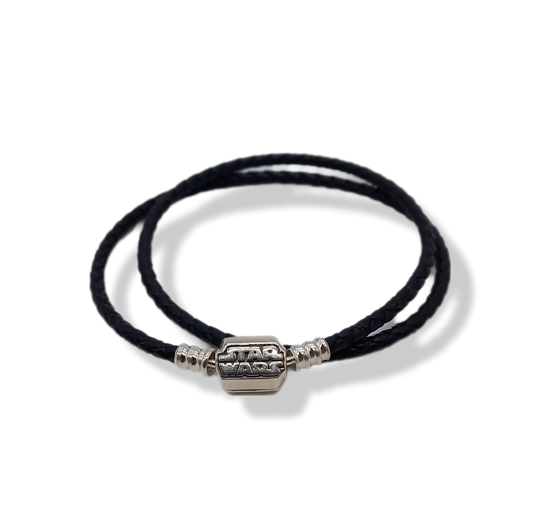 Pulsera de Cuero Star Wars Negro Doble
