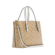 Coach Mollie Tote 25 Signature Khaki y Blanco