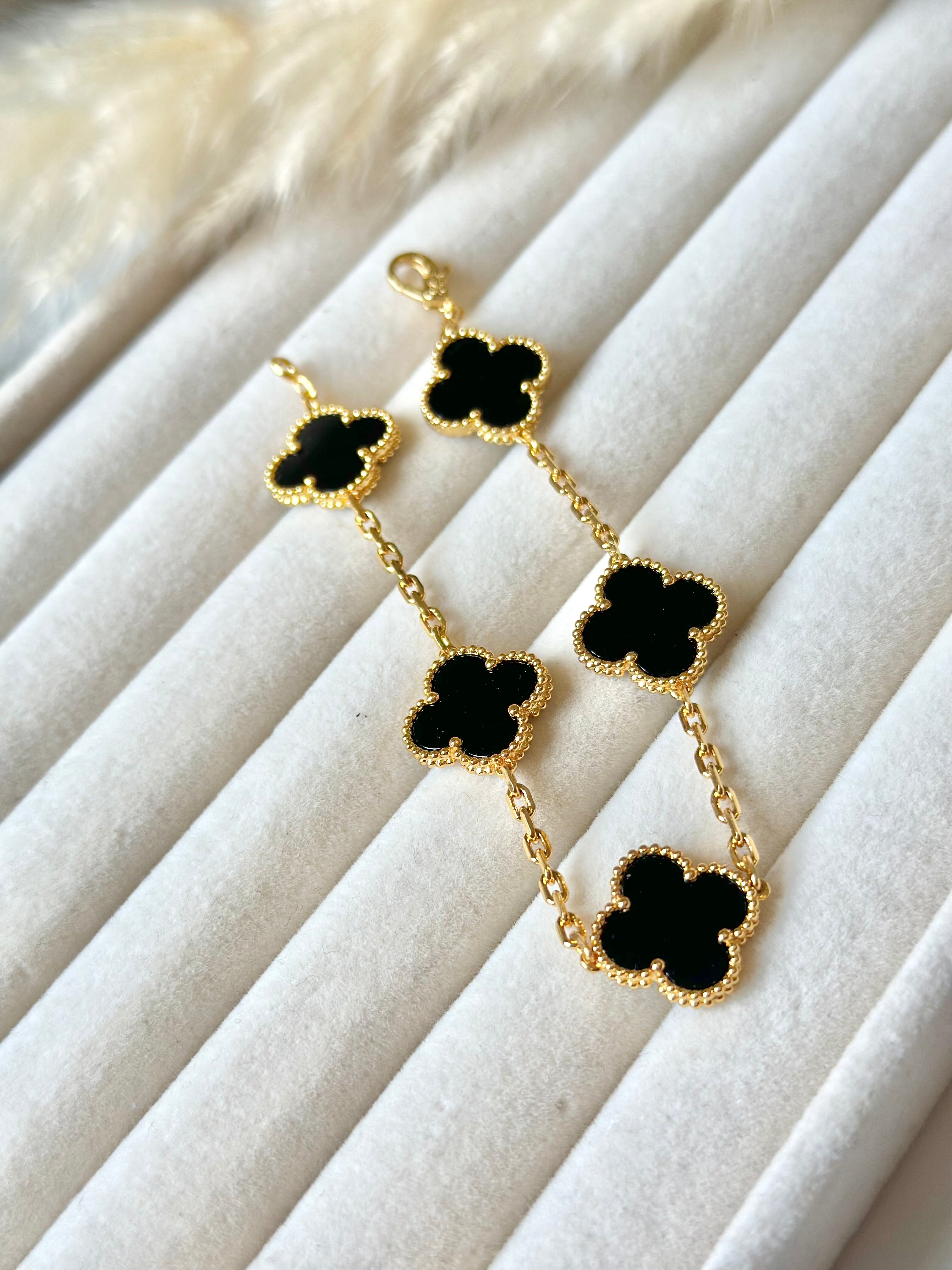 Pulsera Van Cleef Alhambra vintage 5 Tréboles Negros