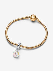 Charm Colgante Luna y Llave en Dos Tonos