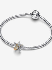 Charm Estrella Cruzada Brillante Dos Tonos