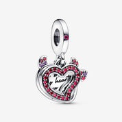 Charm Colgante Doble de Corazón de Diablo Ardiente