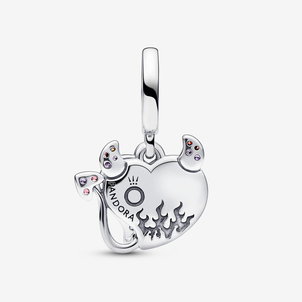 Charm Colgante Doble de Corazón de Diablo Ardiente