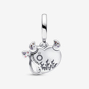 Charm Colgante Doble de Corazón de Diablo Ardiente