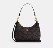 Coach Teri Shoulder Bag – Signature Black & Gold