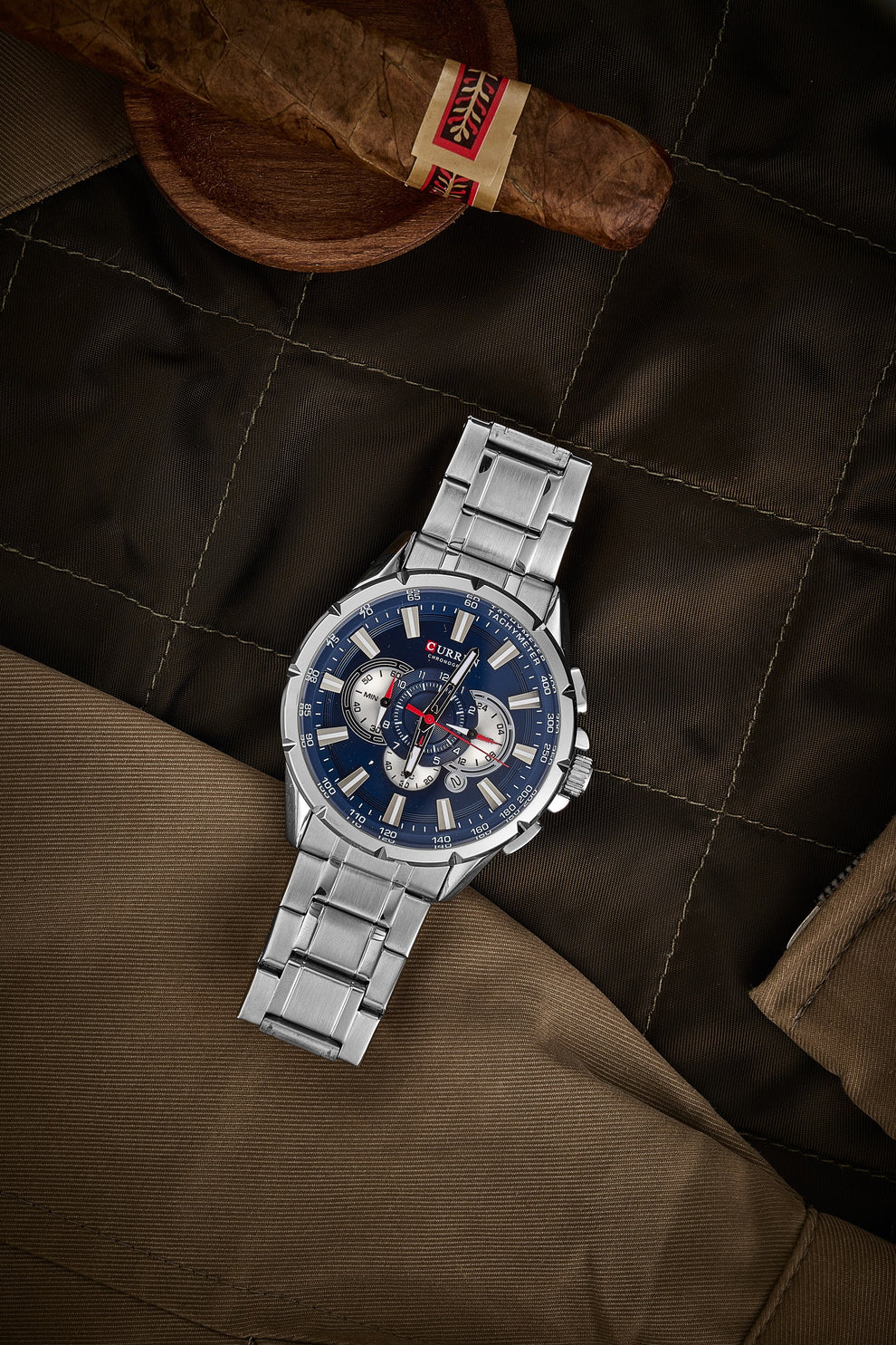 Reloj Plateado Cara Azul Curren 8363 Para Hombre