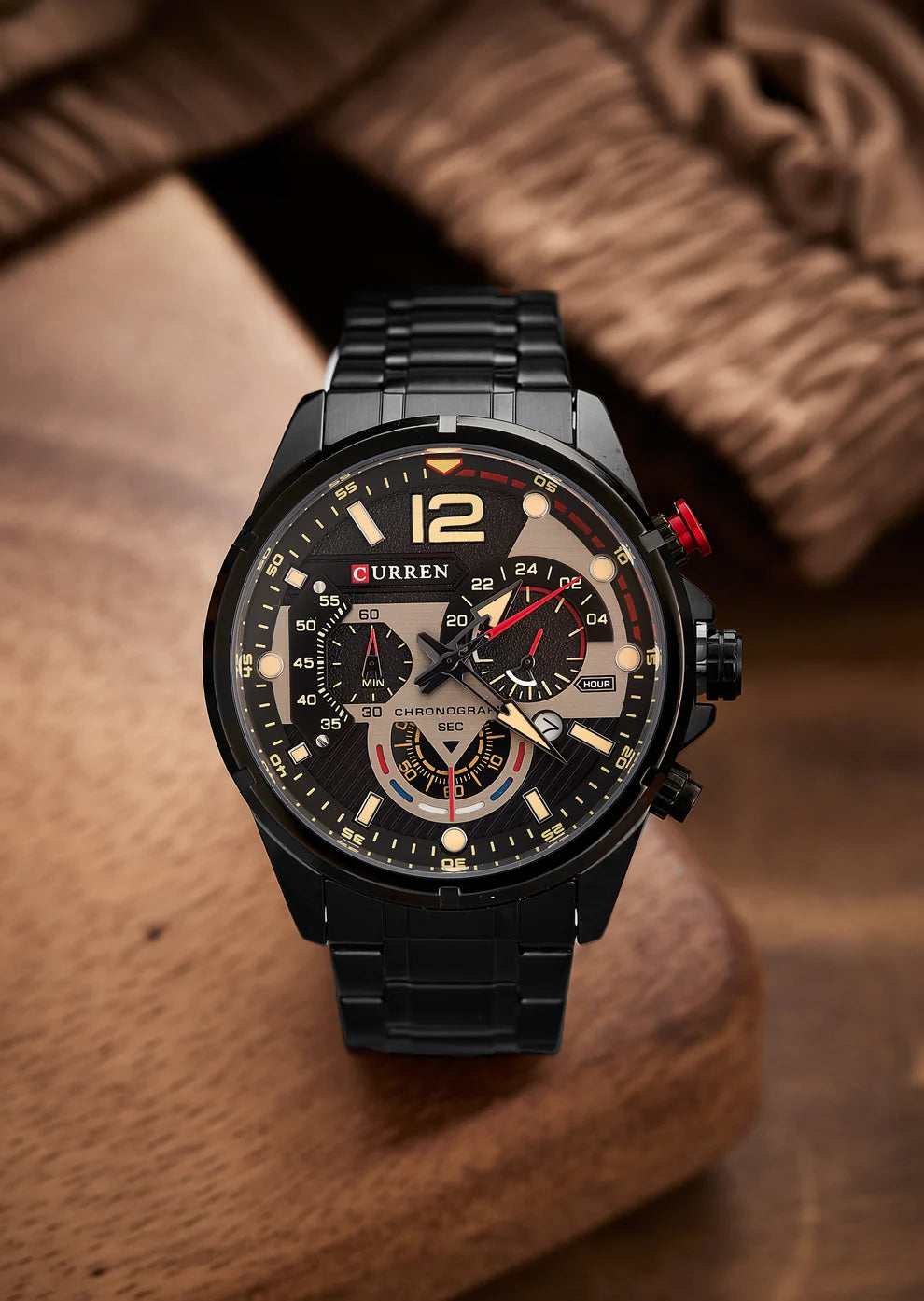 Reloj Negro Completo Curren 8395 Para Hombre