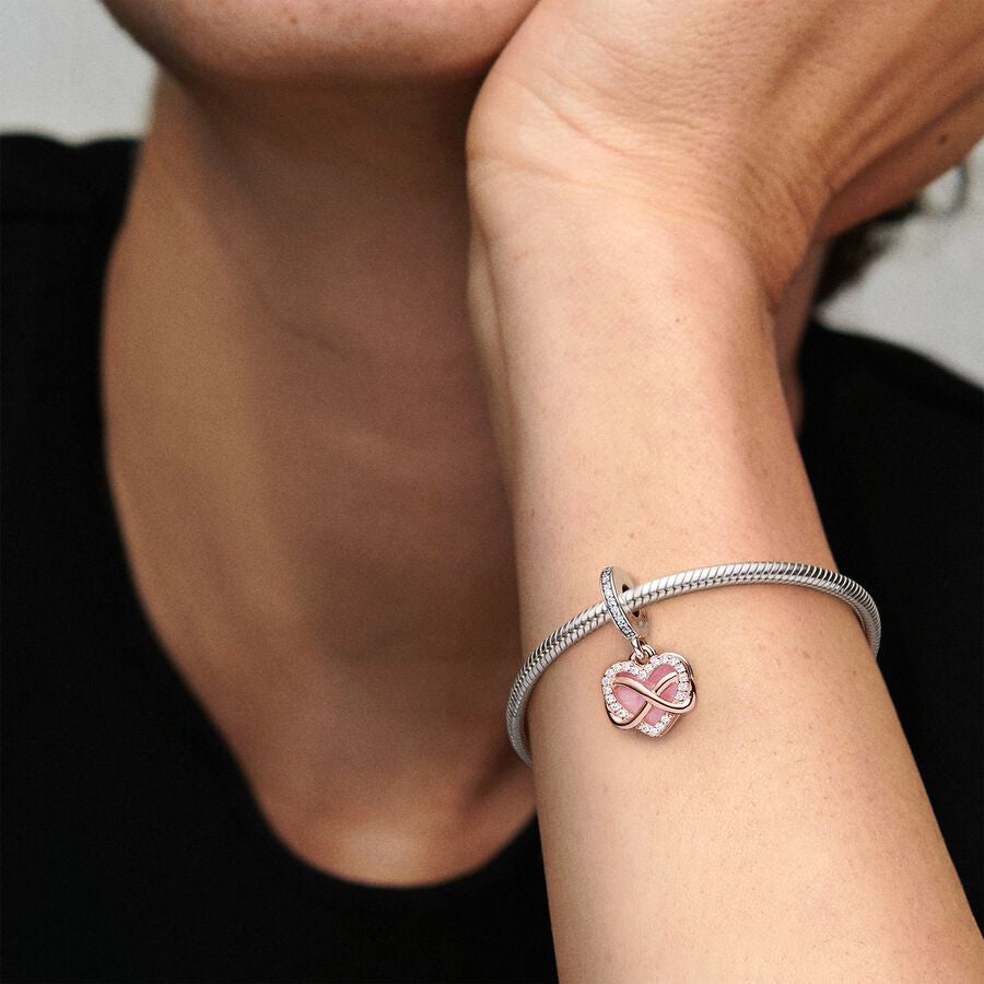 Charm Colgante Corazón Infinito Brillante Rose Gold
