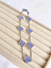 Collar Alhambra vintage 10 Tréboles Azul Cielo de Plata S750