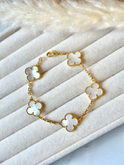 Pulsera Van Cleef Alhambra vintage 5 Tréboles Blancos