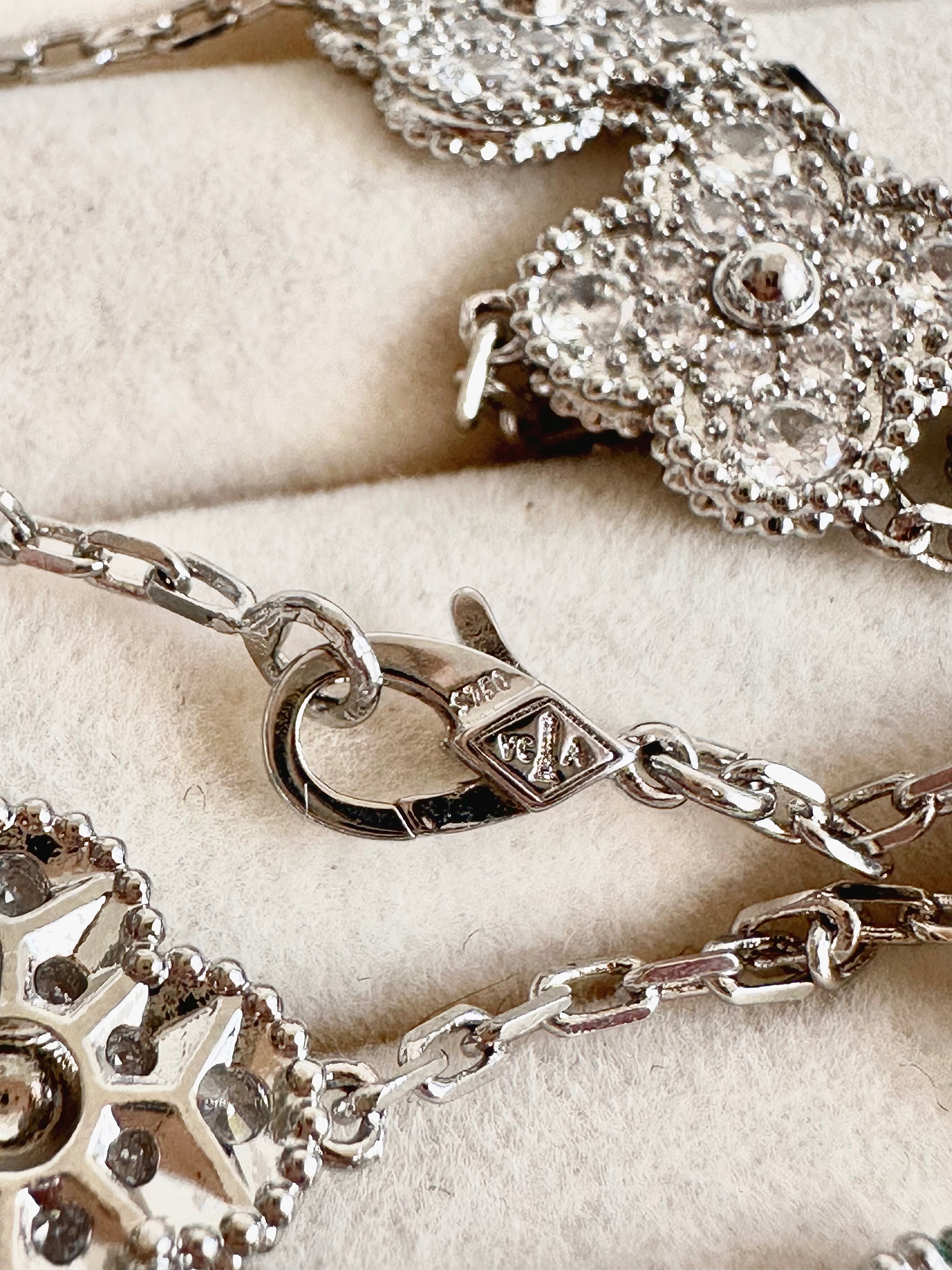 Collar Alhambra vintage 10 Tréboles Plateados en Plata S750