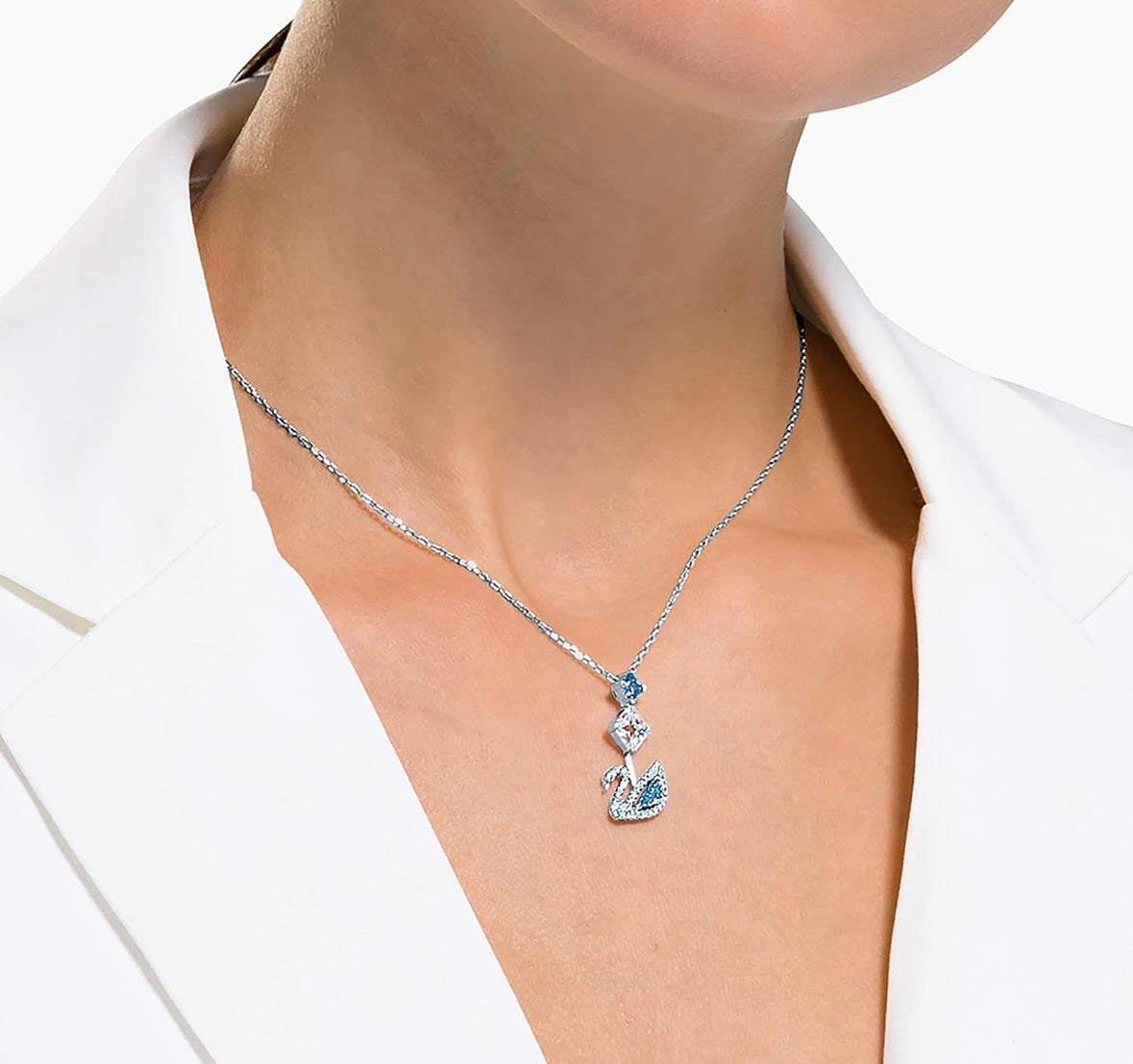 Collar cisne deslumbrante Azul Swarovski
