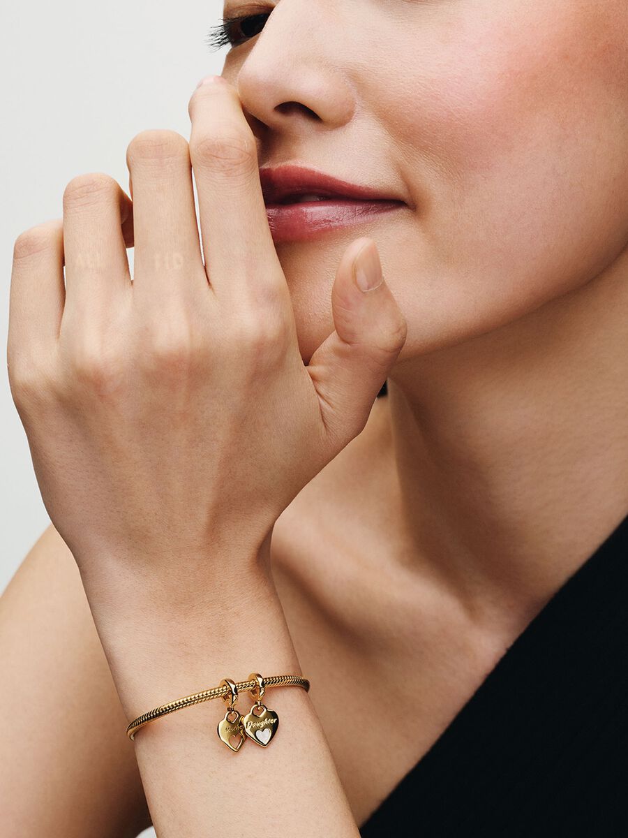 Charm Colgante Divisible Corazón Doble Madre e Hija Dorado