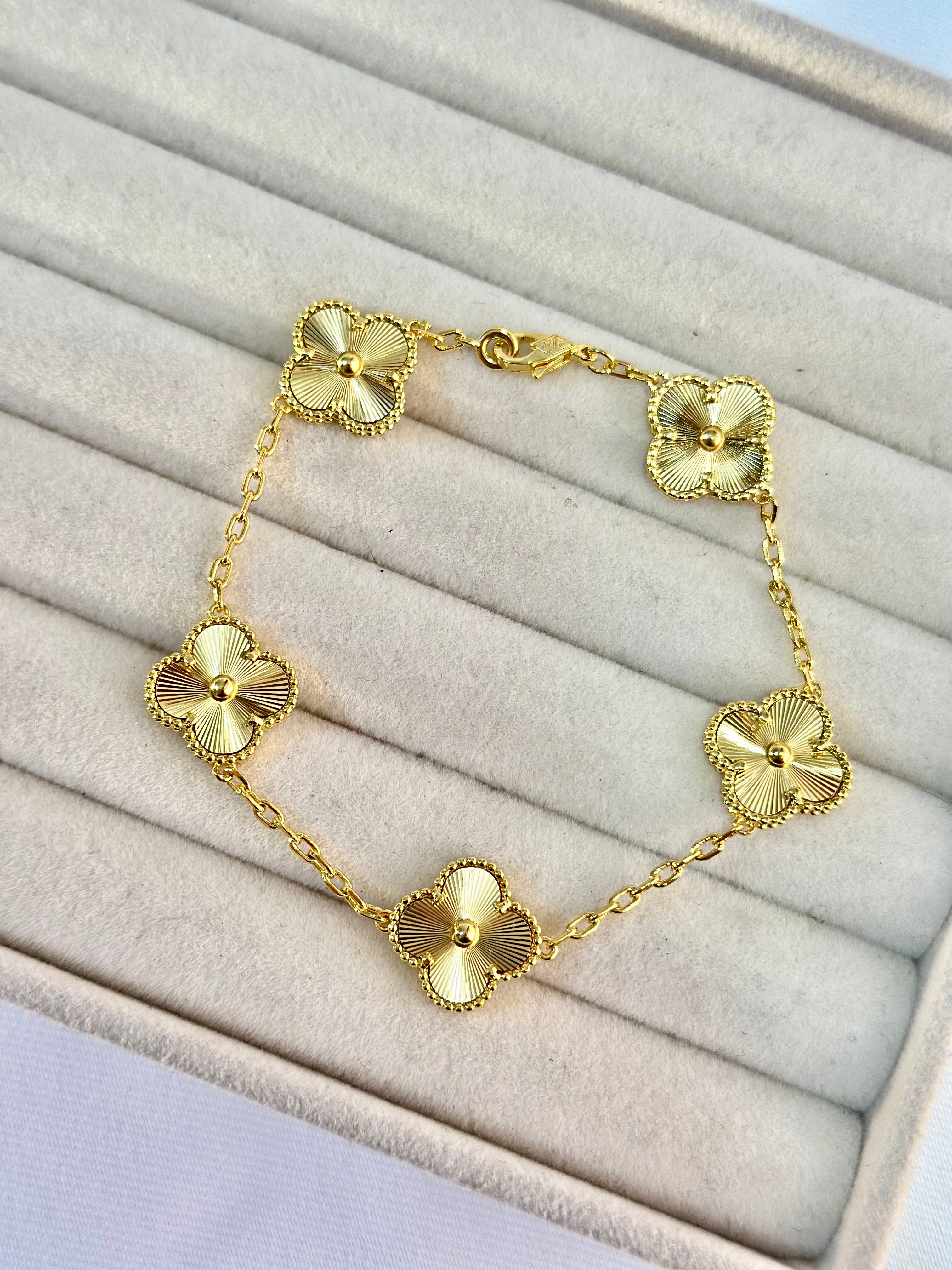 Pulsera Van Cleef Alhambra Vintage 5 Tréboles Dorado
