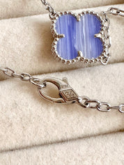 Collar Alhambra vintage 10 Tréboles Azul Cielo de Plata S750