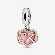 Charm Colgante Corazón Infinito Brillante Rose Gold