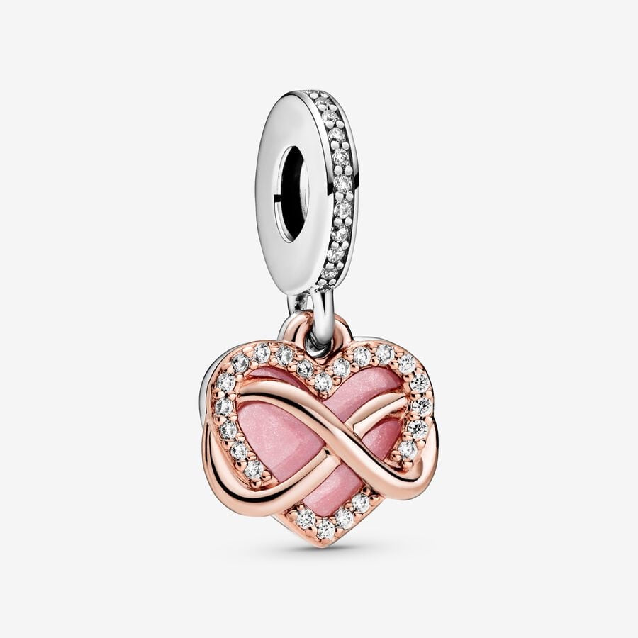 Charm Colgante Corazón Infinito Brillante Rose Gold
