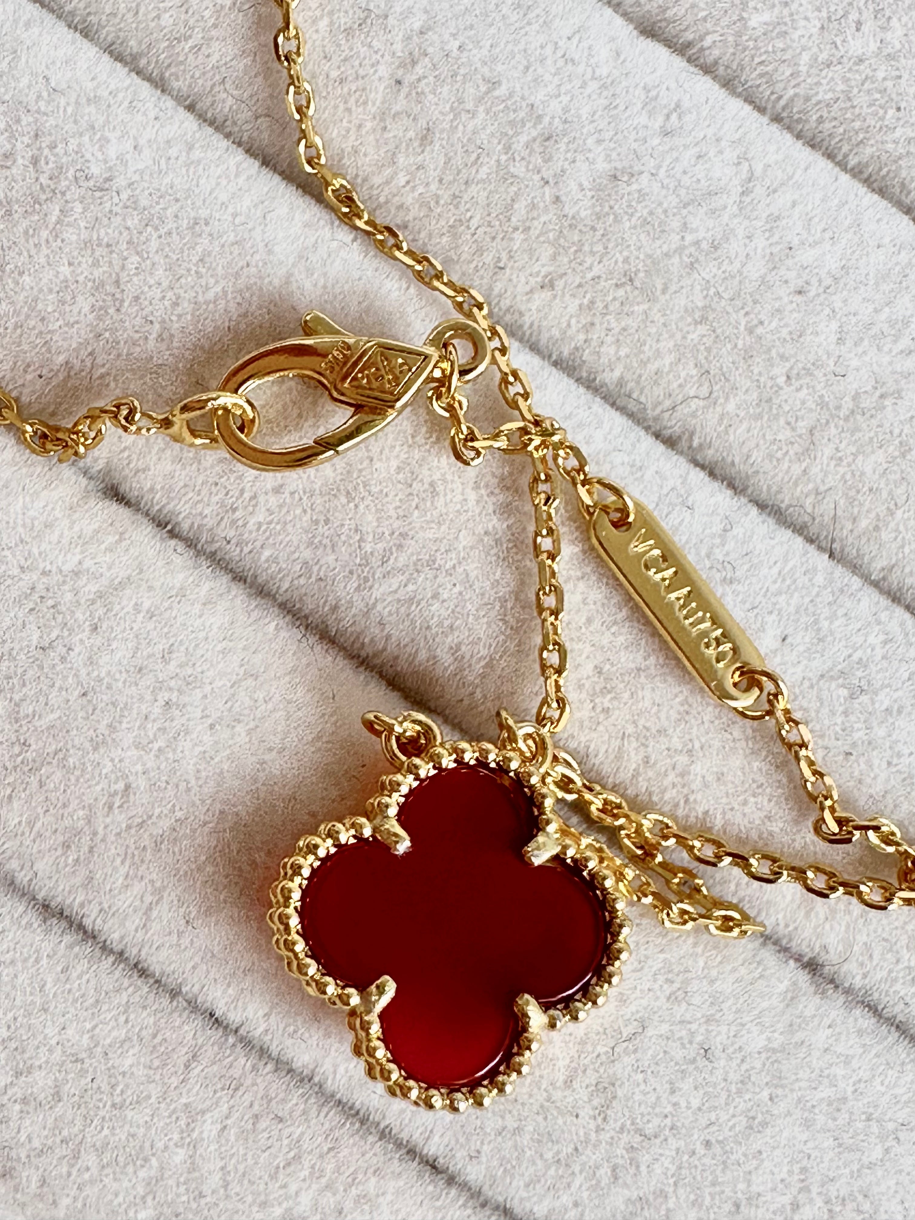 Collar Van Cleef Alhambra Vintage 1 Trébol Rojo