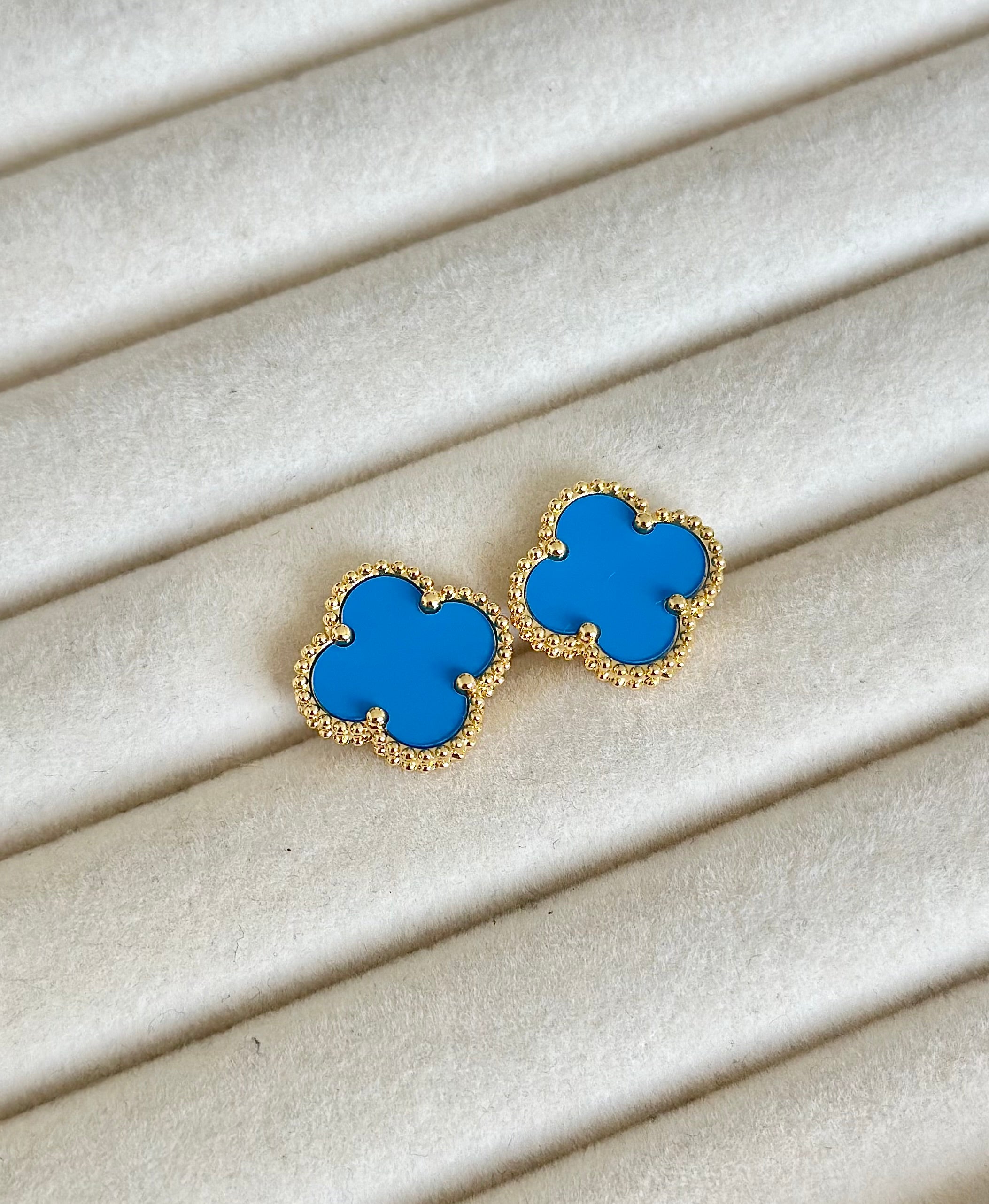 Pendientes Van Cleef Alhambra Vintage Azul