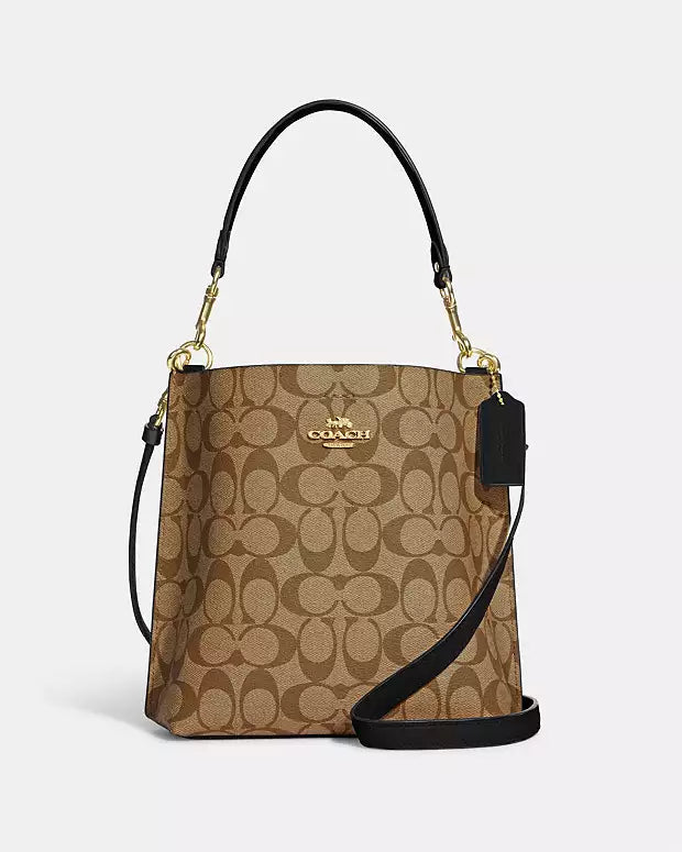 Coach City Bucket Bag – Signature Canvas Marrón y Negro