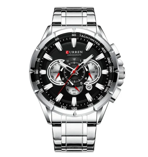 Reloj Curren Plateado Cara Negra 8363 Para Hombre