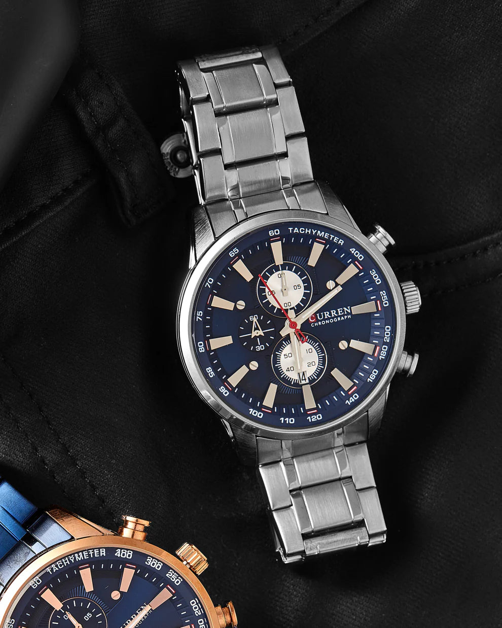 Reloj Plateado Cara Azul Curren 8351 Para Hombre