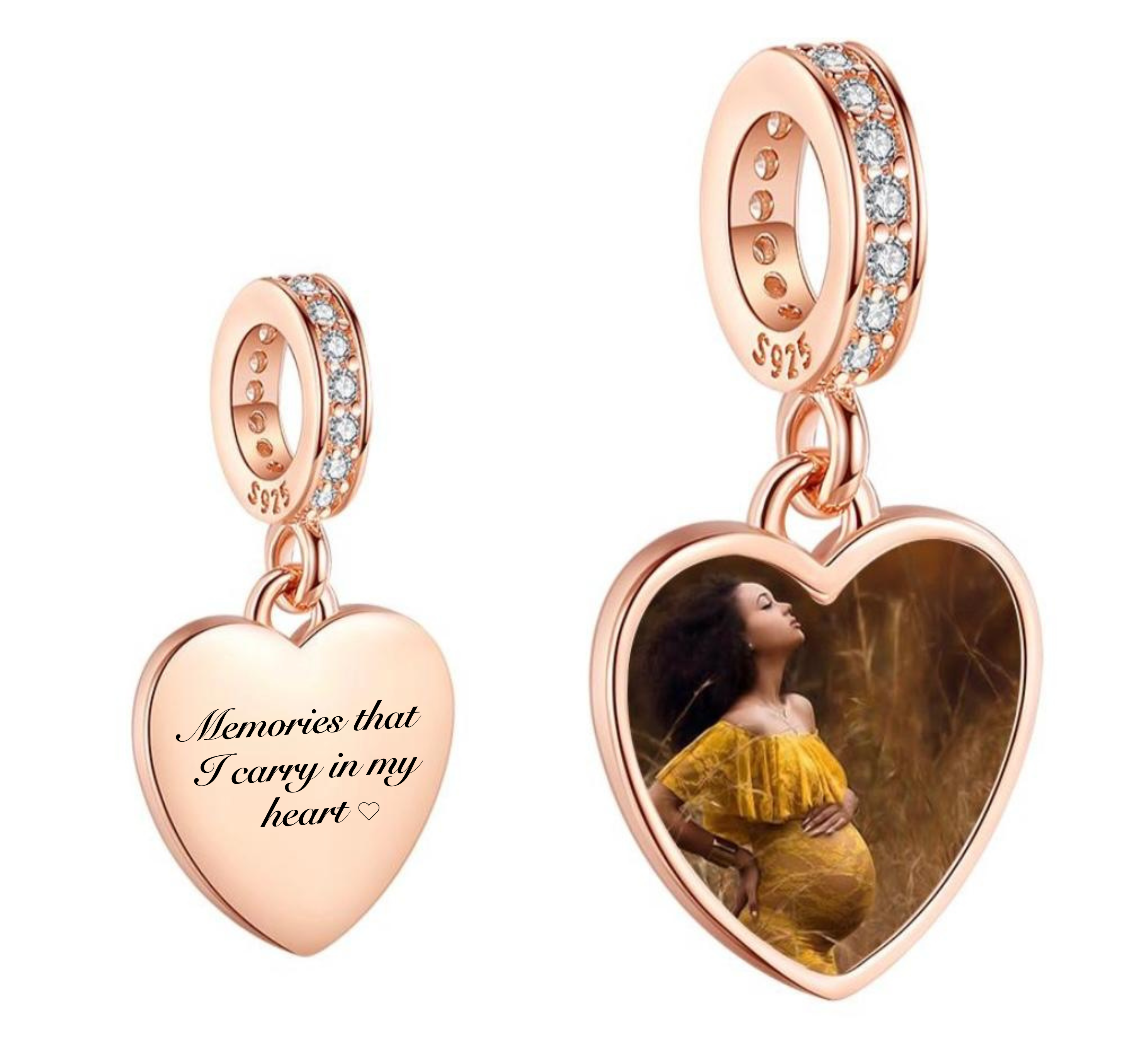 Corazón Colgante Porta Foto Oro Rosa