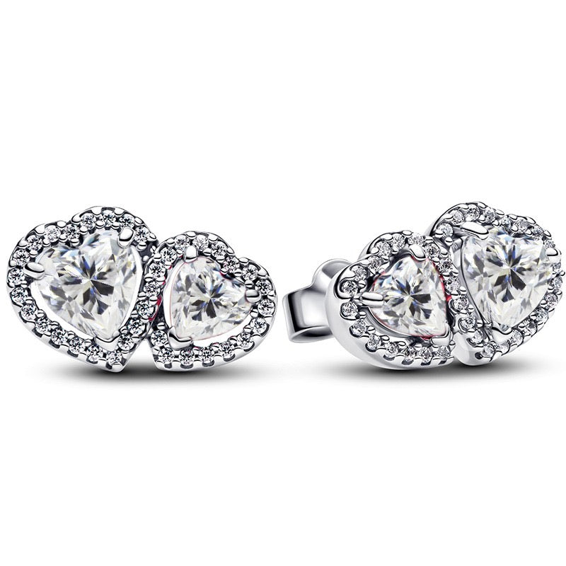 Pendientes Doble Corazón Blanco