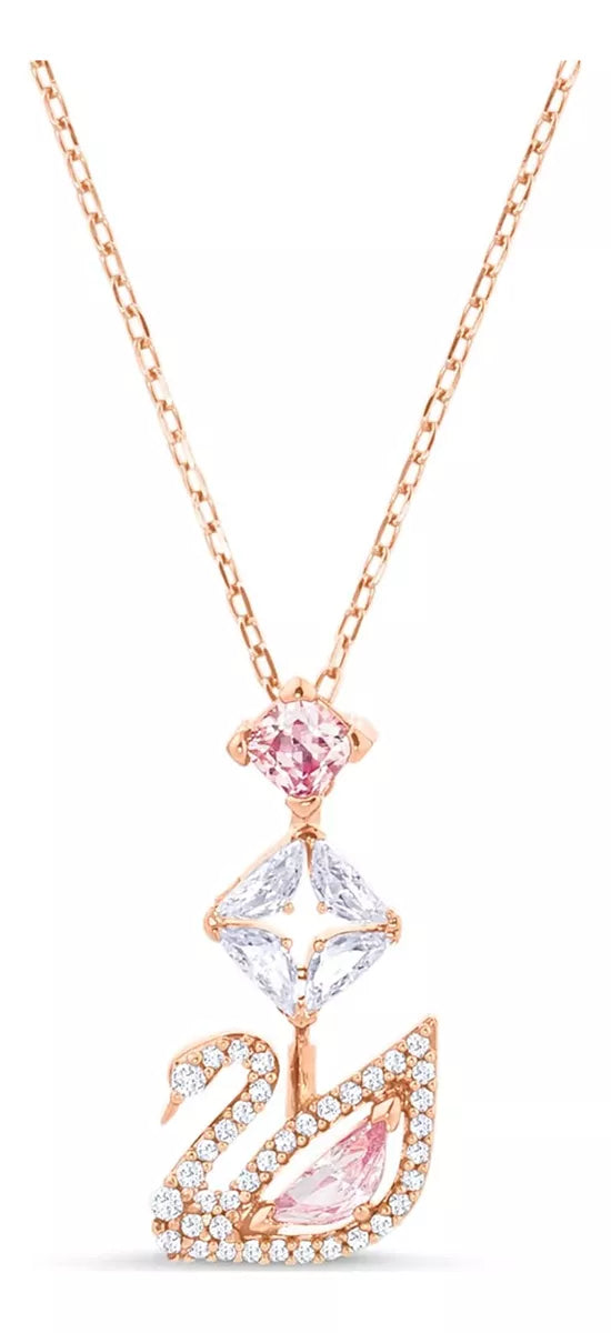 Collar Swarovski Cisne Chapado en Oro Rosado