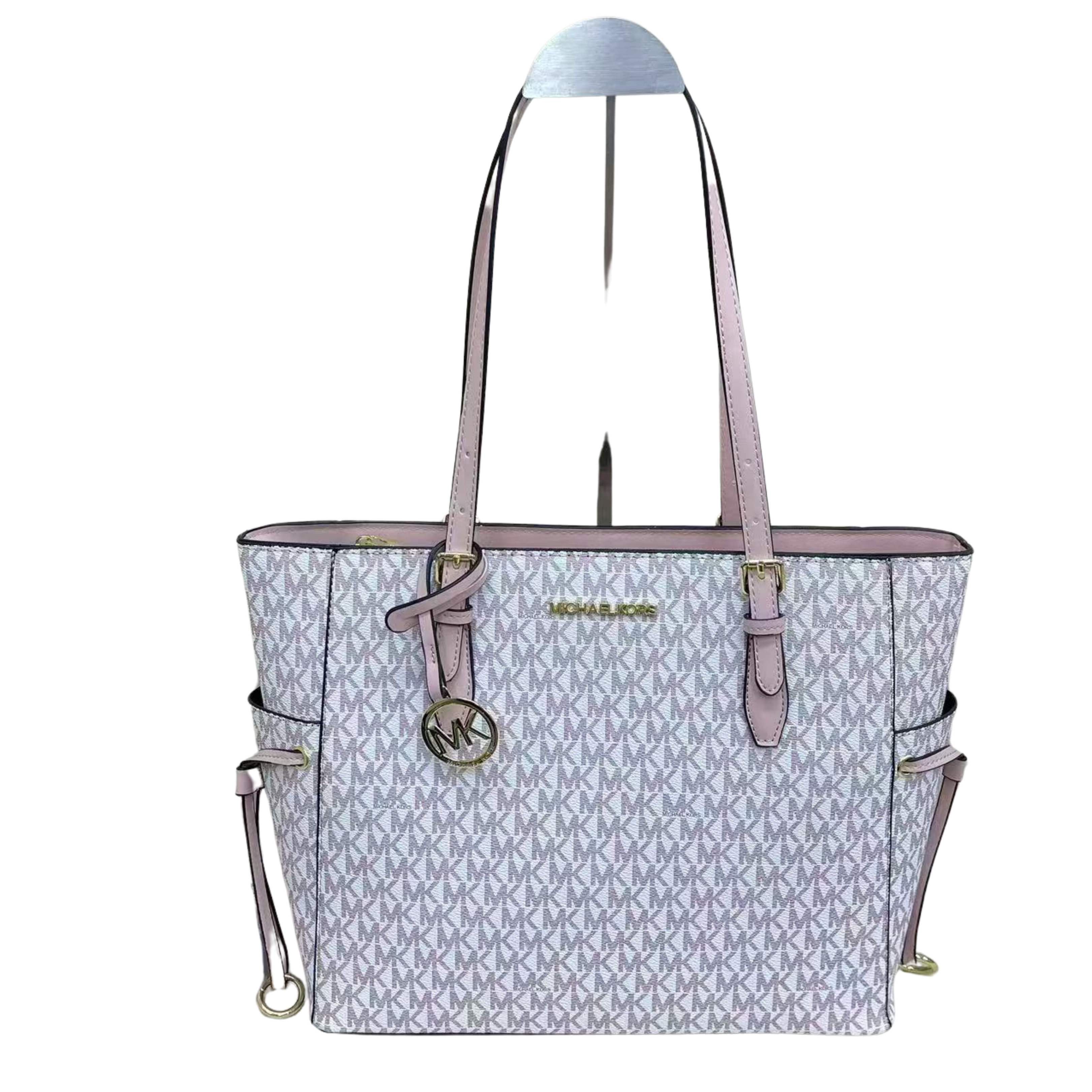 Tote Michael Kors – MK Signature Blanco con Rosa Claro