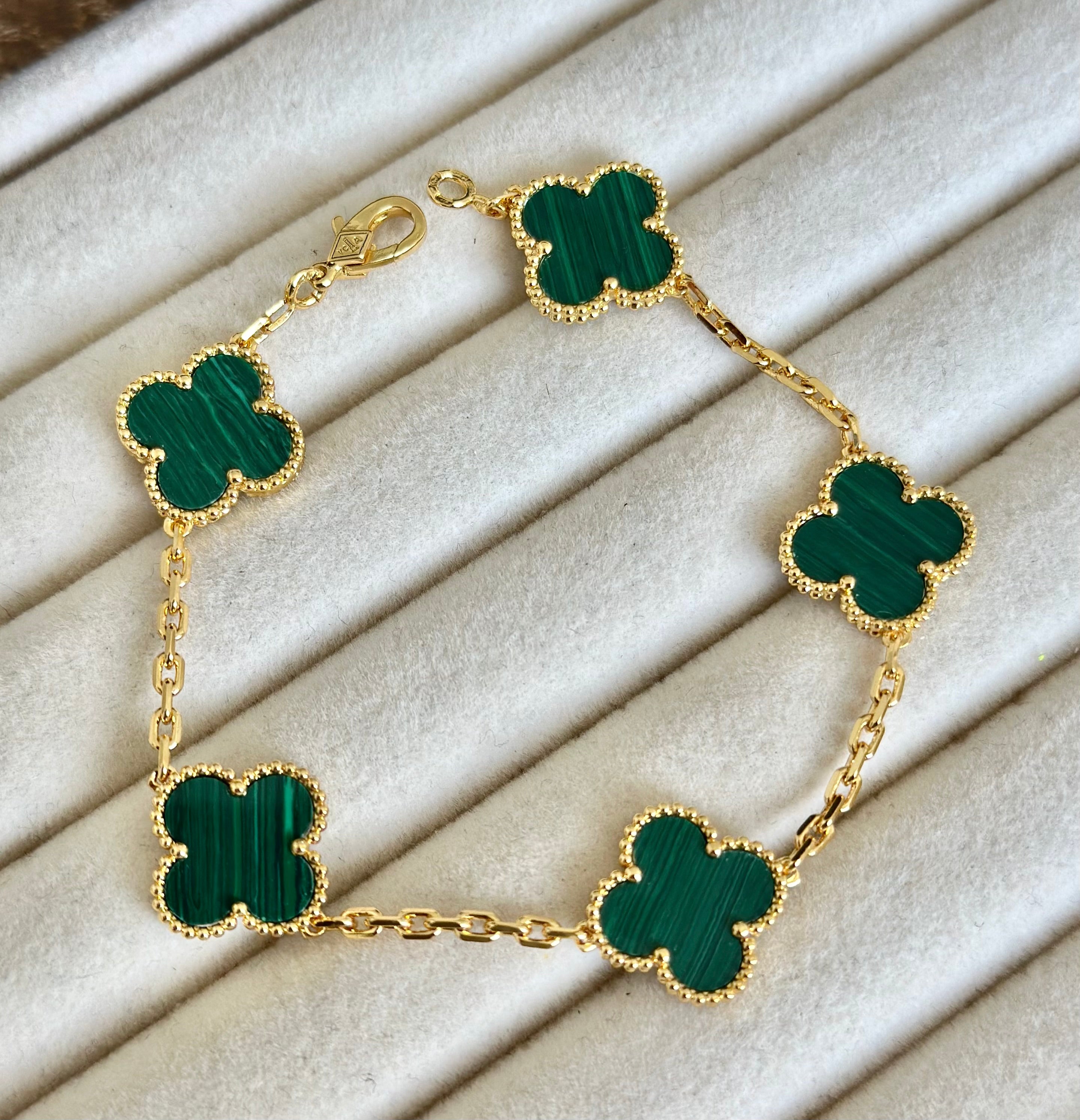 Pulsera Van Cleef Verdes Alhambra Vintage 5 Tréboles