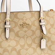 Coach Mollie Tote 25 Signature Khaki y Blanco